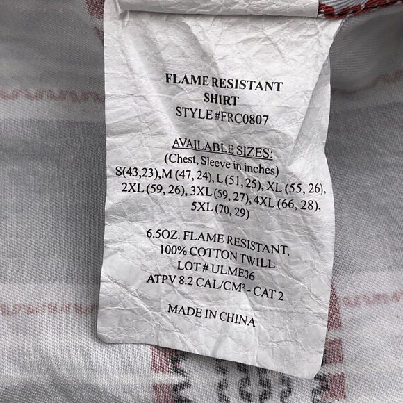 Bocomal Shirt Mens‎ 2XLGray Red Plaid Flame Resistant Cotton Twill Chore Work - Picture 5 of 10
